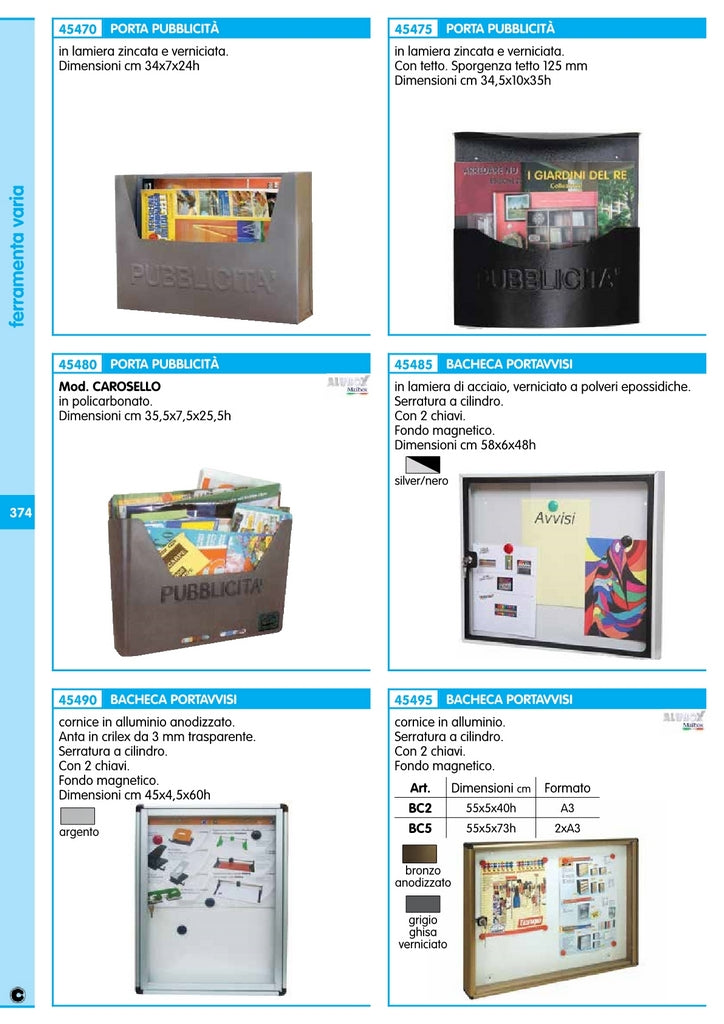 alubox bacheca fondo magnetico finitura bronzo cm 55x5x40h cod:ferx.9139