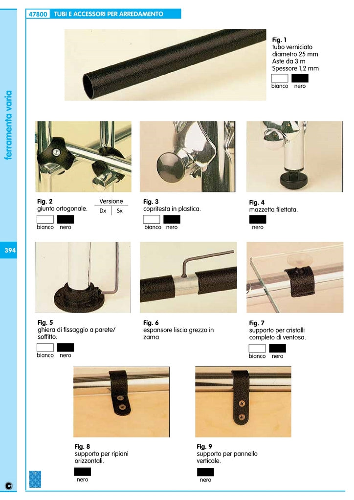 piedino fisso per tubo verniciato bianco(fig5) cod:ferx.25934
