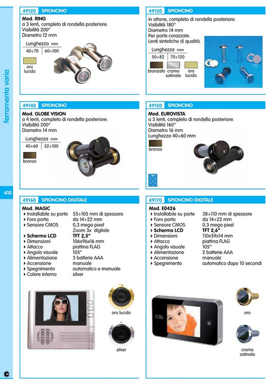 spioncino gradi 180 diametro 14 mm.70/120 in ottone finitura cromo satinato cod:ferx.39674