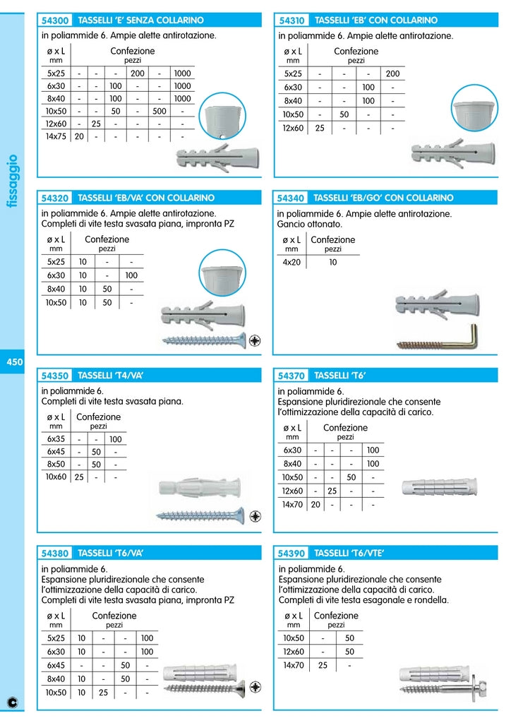 elematic confezione 10 tasselli t6/va 6x30 mm cod:ferx.16382