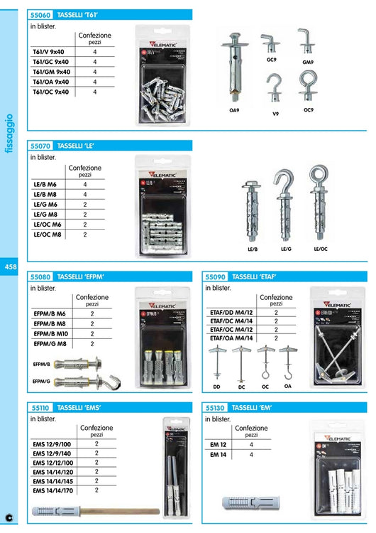 elematic blister tassello le/g6 gancio 2 pz cod:ferx.14051