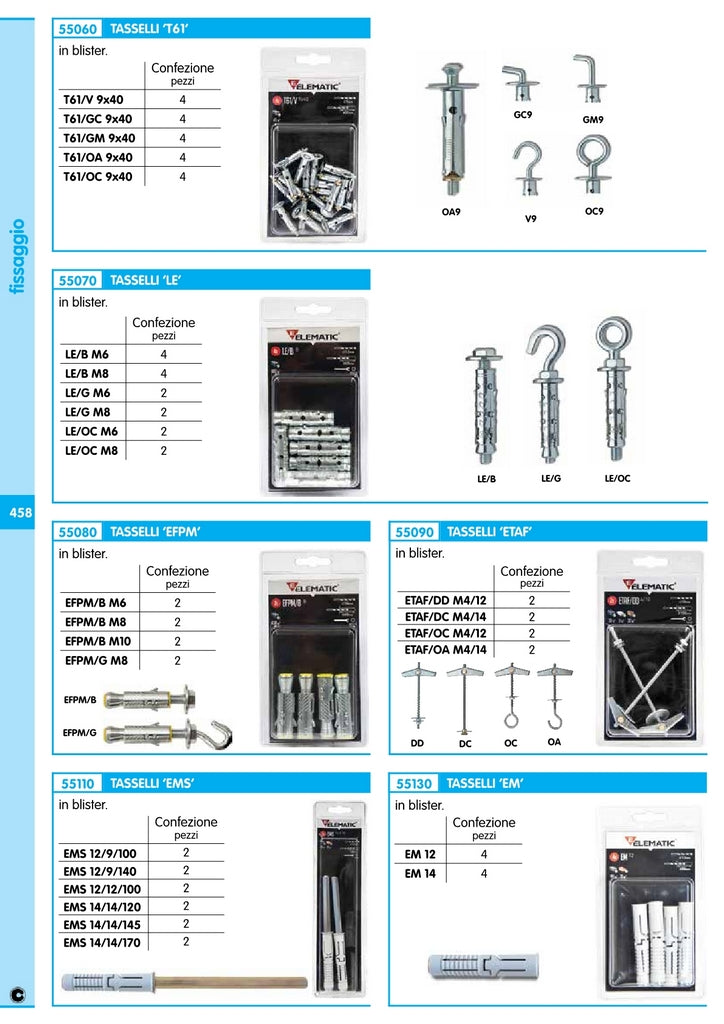 elematic blister tassello le/g8 gancio 2 pz cod:ferx.14125