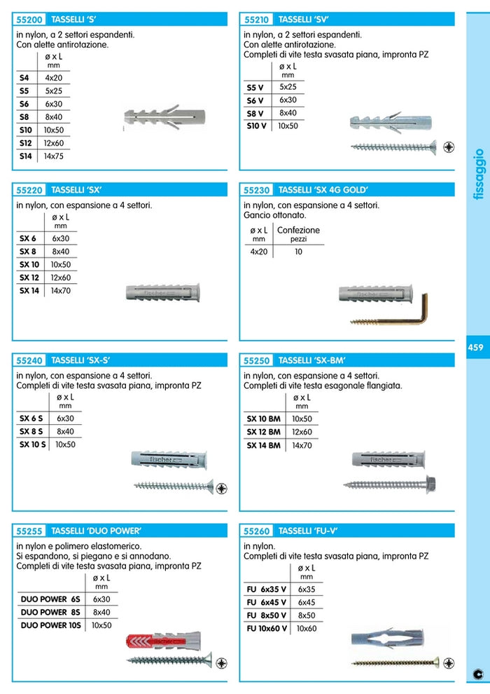 fischer tasselli con vite fu 8x50v cod:ferx.15012