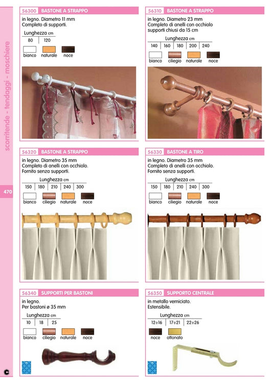 1coppia bastone a strappo d 11 mm naturale 120 cm con supporti  cod:ferx.9387