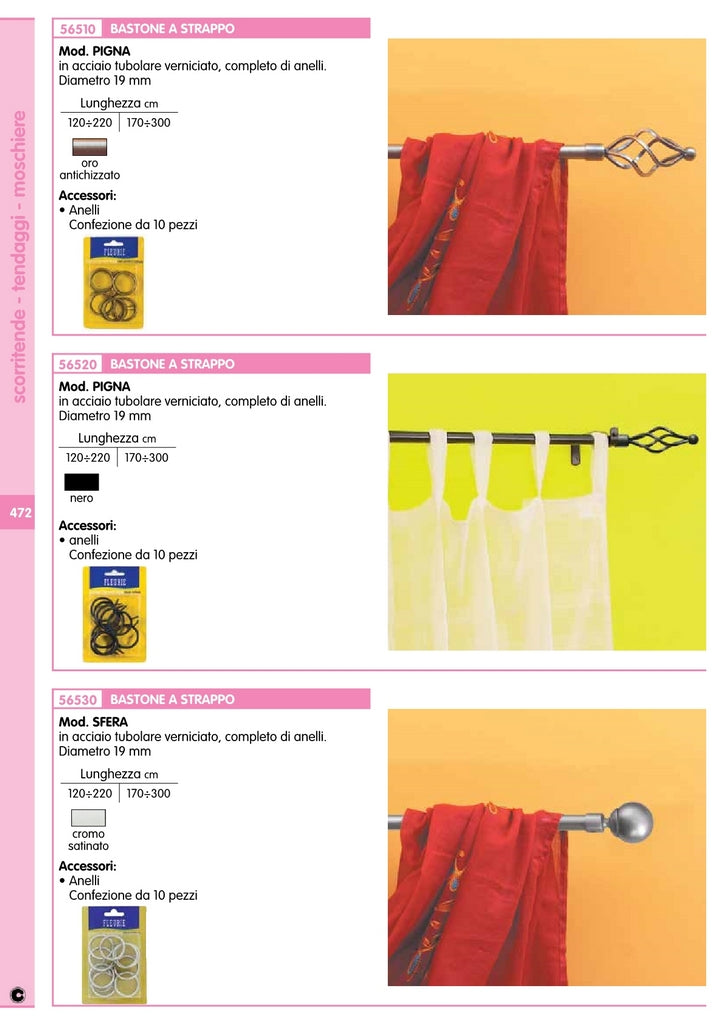 bastone a strappo d 19 mm cromo satinato 120-220 sfera cod:ferx.56465