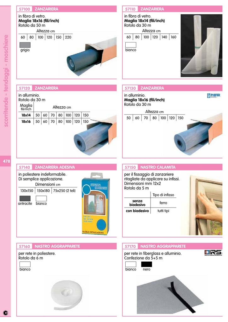 zanzariera fibra v. 18x14 h. 60 30 m bianco tie cod:ferx.15558