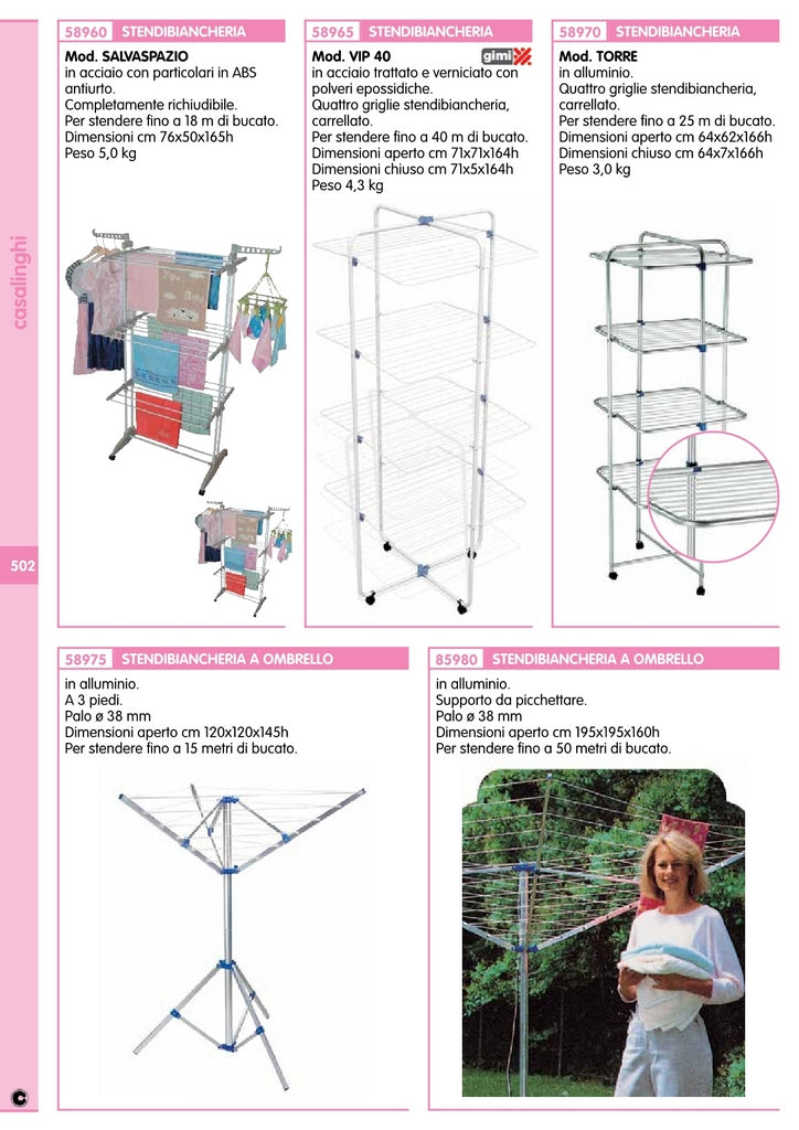 set 4 ruote per stendibiancheria "torre" cod:ferx.258