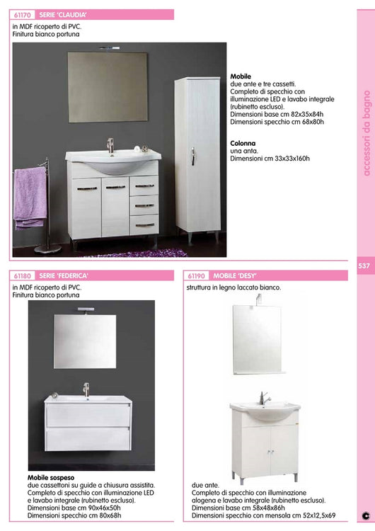 mobile bagno 'federica' cm.90 bianco portuna cod:ferx.93827