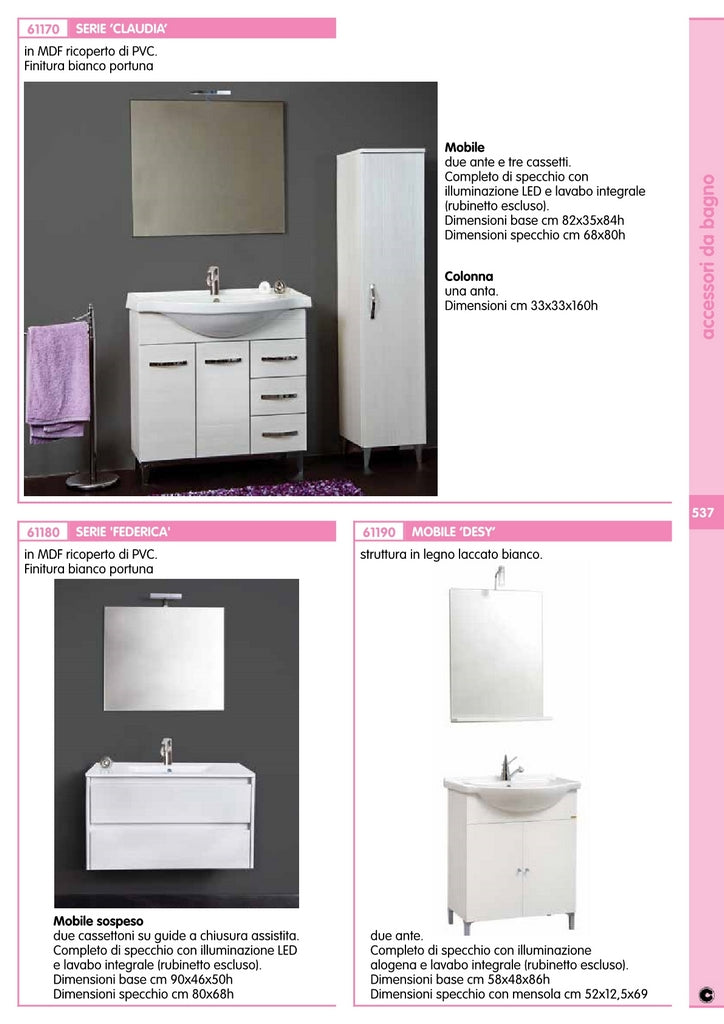 mobile bagno 'claudia' cm.85 bianco portuna cod:ferx.93826