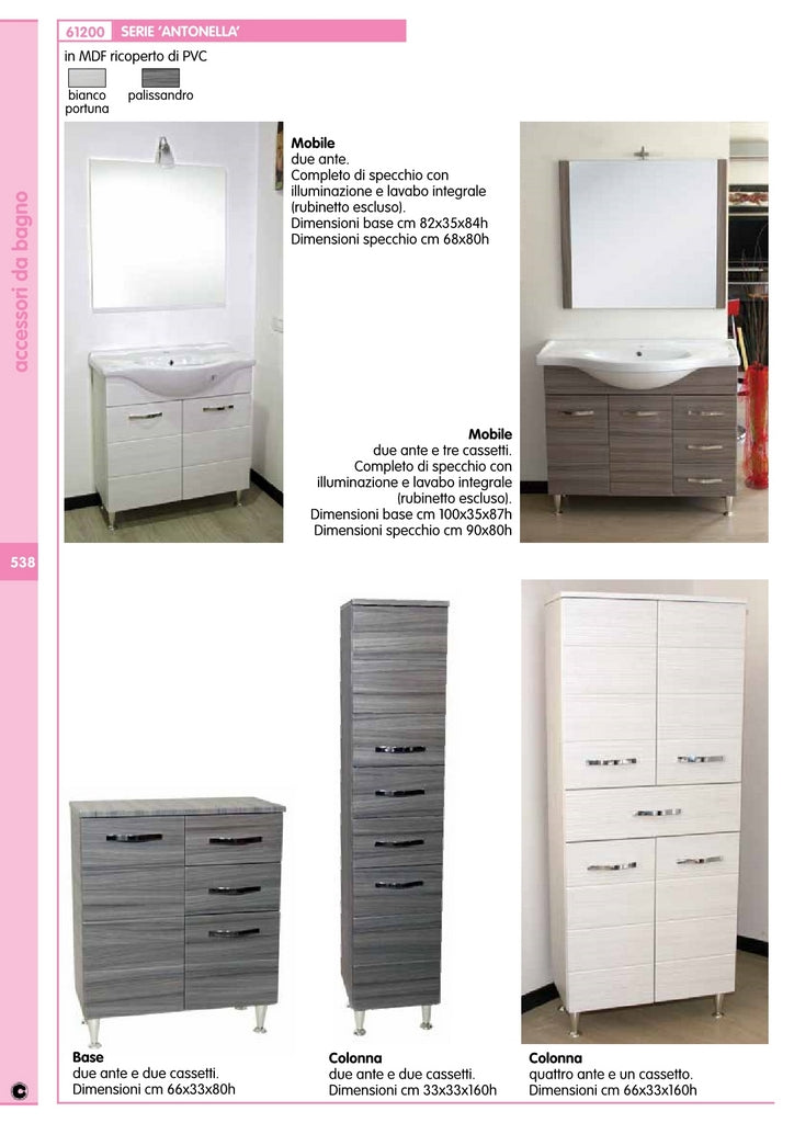 mobile bagno antonella 2 ante + 3 cassetti 105 palissandro cod:ferx.16970