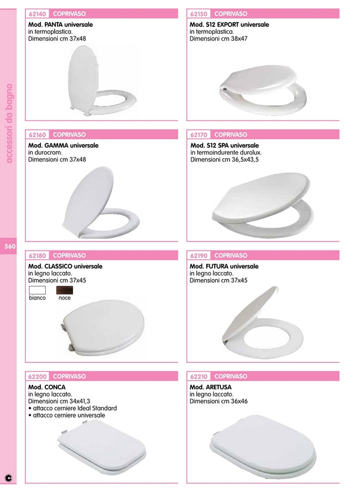 coprivaso universale termoplastico bianco cm 37x7 cod:ferx.8105