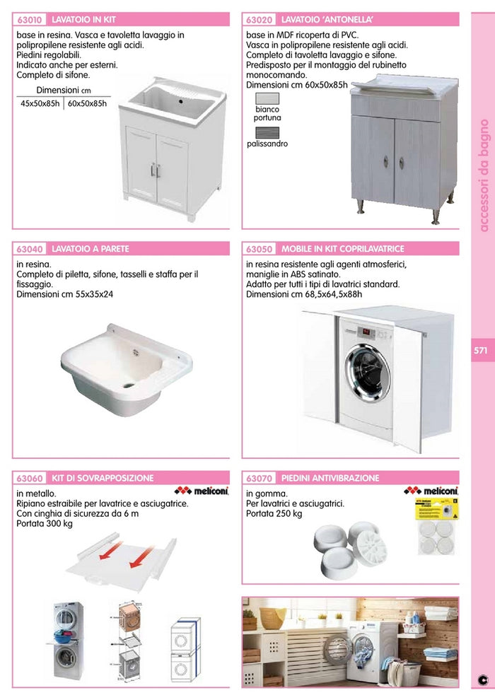 lavatoio antonella 60x50 cm con sifone bianco portuna cod:ferx.85747