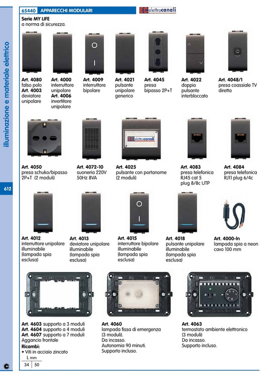life art.4003 deviatore unipolare nero cod:ferx.41601