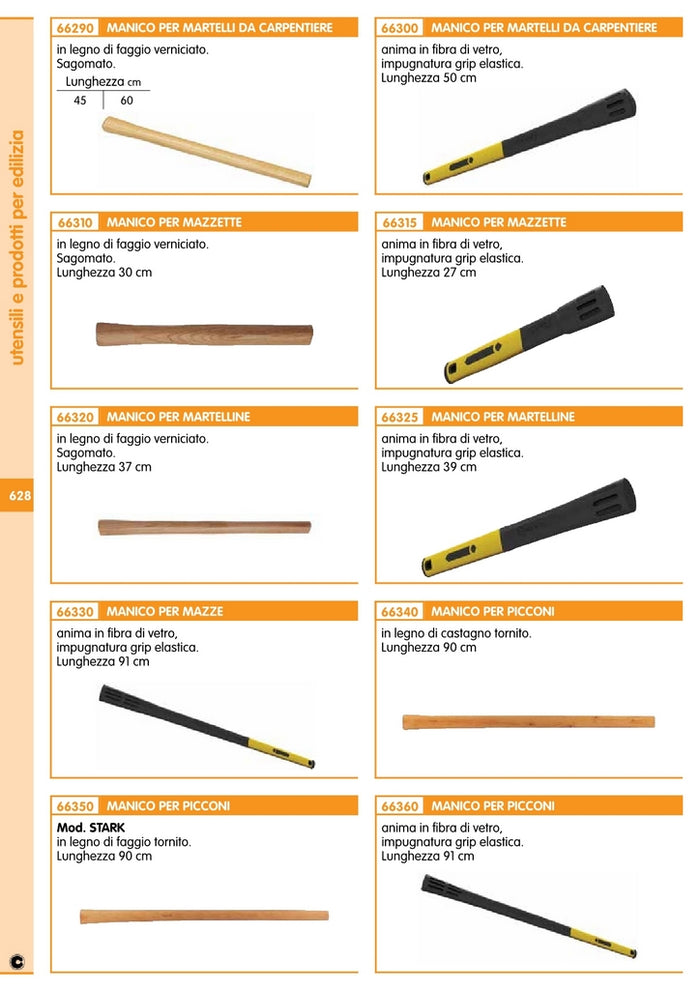 manico faggio per martello stark verniciato 60 cm cod:ferx.26841