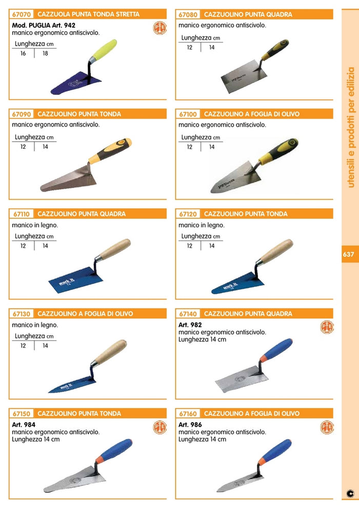 cazzuolino pavan foglia olivo art. 986 manico antiscivolo lunghezza 14 cm cod:ferx.10258