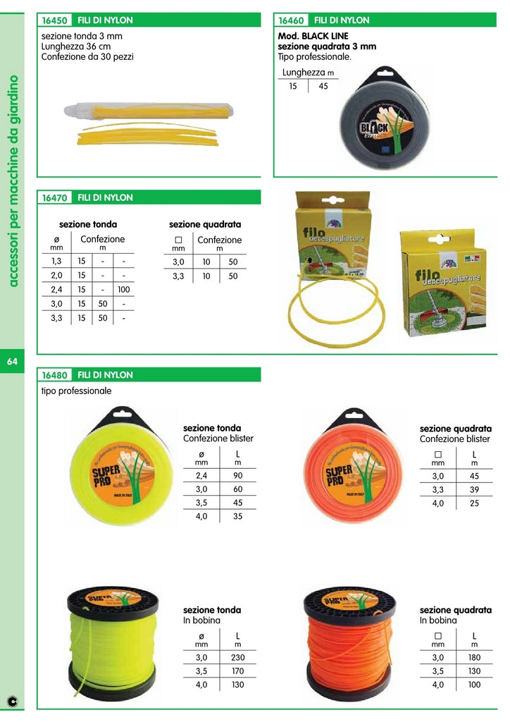 filo nylon quadro per decespugliatore mm.3,3 x 10mt. cod:ferx.3606