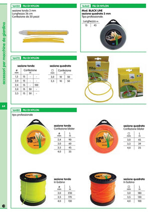 filo nylon quadro per decespugliatore mm.3,3 x 10mt. cod:ferx.3606