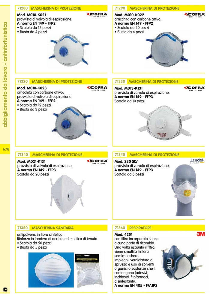 mascherina prot.ffp2 con valvola cofra m010-k021 cod:ferx.14976