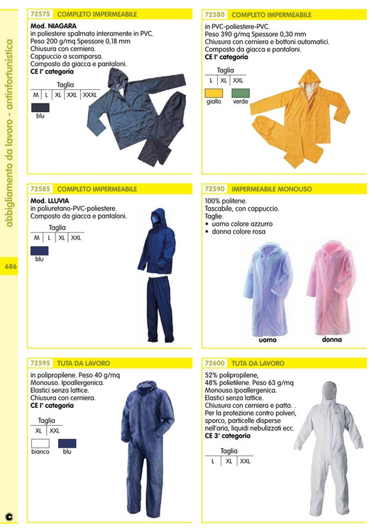 tuta da lavoro monouso colore blu tg.xl 40gr. cod:ferx.56137