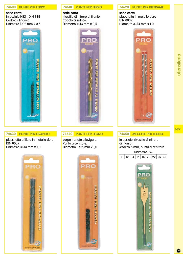 1blister mecchia per legno "pro" al titanio mm.16 65637 cod:ferx.32555