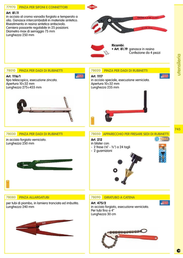 pinza x rubinetti art. 3501 mm.250 cod:ferx.1607