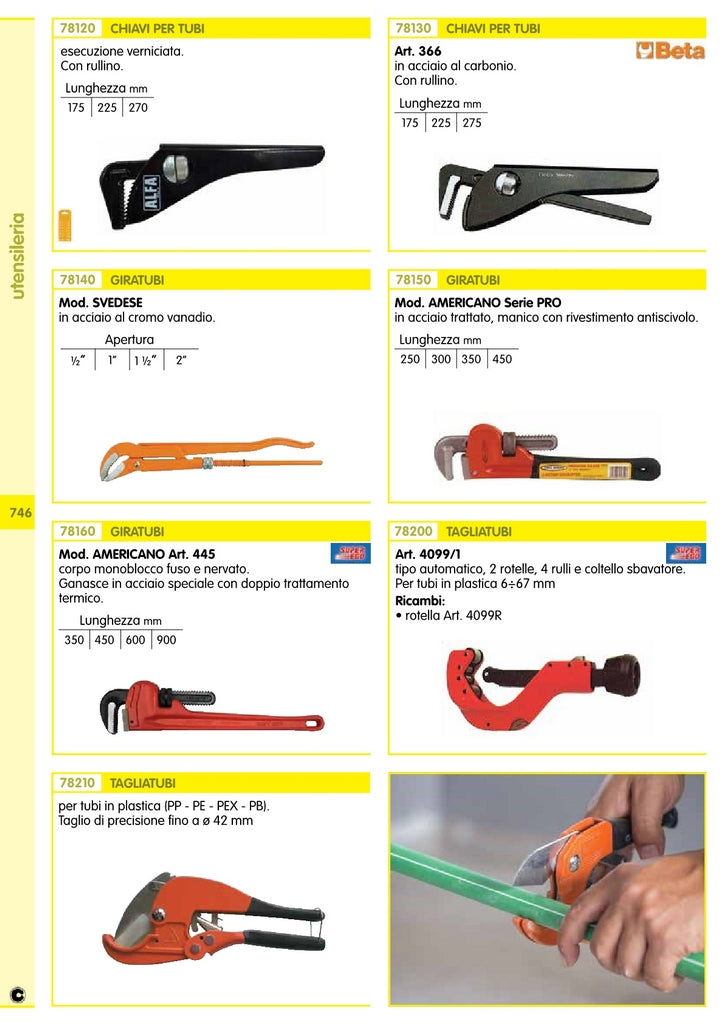 chiave per tubi gr.225 rif.78120 lunghezza 225mm cod:ferx.1605