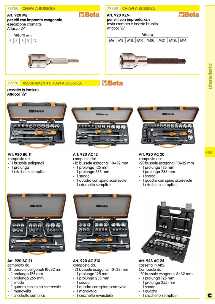 1assortimento beta art. 920ac20 serie chiavi a bussola cod:ferx.7089