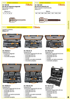 1assortimento beta art. 920ac20 serie chiavi a bussola cod:ferx.7089