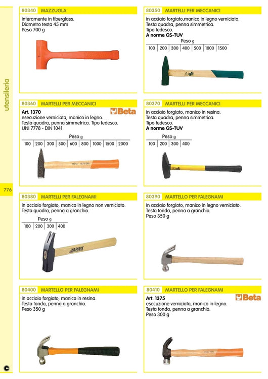 mazzuola con testa in fiberglass 45 mm 700 g ca cod:ferx.56279