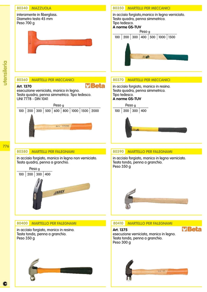 mazzuola con testa in fiberglass 45 mm 700 g ca cod:ferx.56279