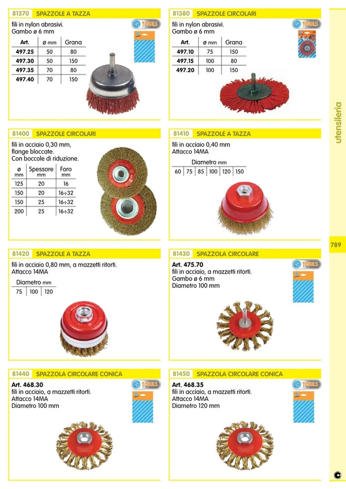 poggi art. 497.10 spazzola circolare fili in nylon abrasivi .mm. 75 gr.150 cod:ferx.23679