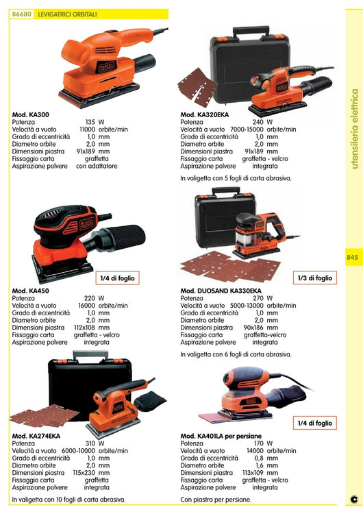 b+d levigatrice orbitale ka274eka-qs 310w 1/2 foglio cod:ferx.41753