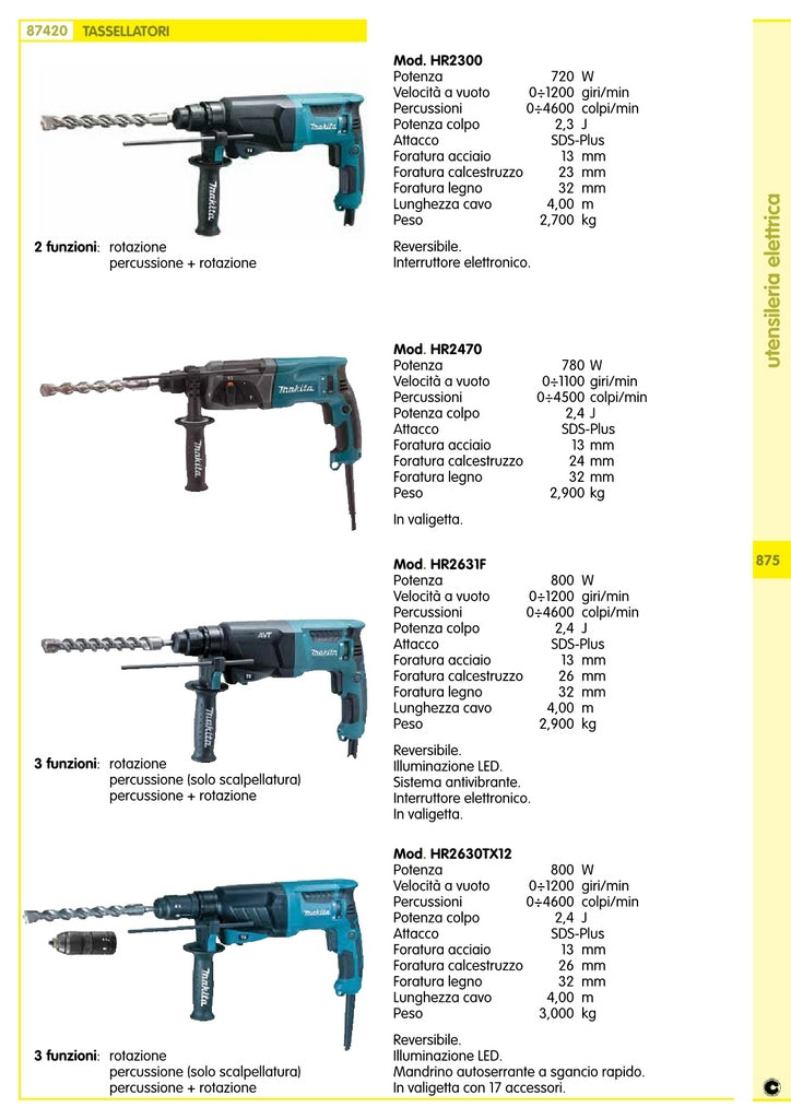 makita tassellatore mod.hr2470 rotostop cod:ferx.39602