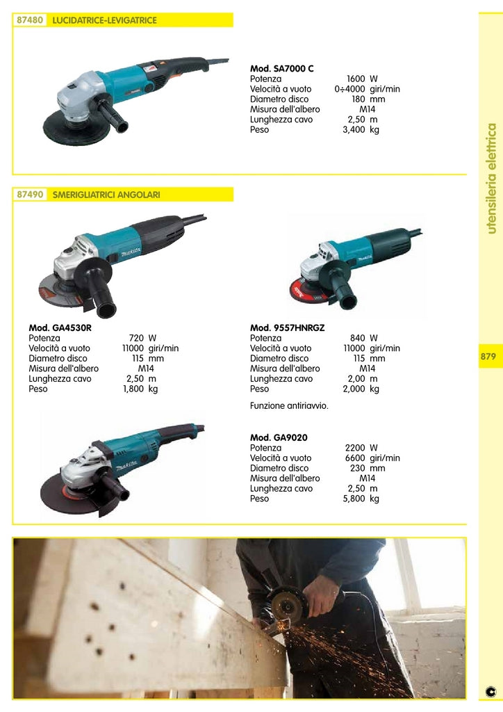makita smerigliatrice 840w 115 mm mod9557hnrgz cod:ferx.8282