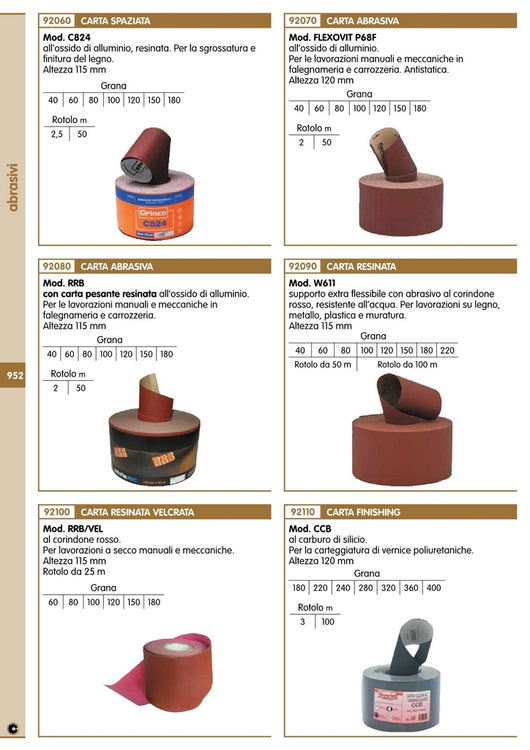 carta abrasiva w611 (kpf) h.115 gr. 60 cod:ferx.32907