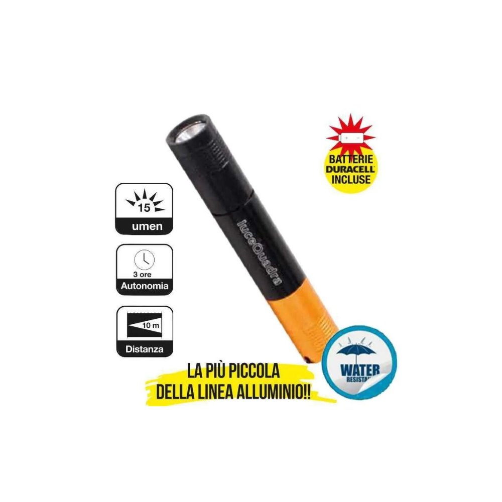 Torcia led nero slim expo luce quadra - watt 0,5 1x mini stilo aaa inclusa