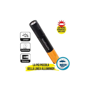 Torcia led nero slim expo luce quadra - watt 0,5 1x mini stilo aaa inclusa