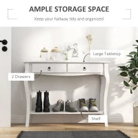 Mobiletto Tavolo Consolle da Ingresso Moderno con 2 Cassetti Casa Legno 100 × 33 × 75cm Bianco