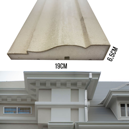 ml *** STOCK ***. Pacco da 14ml di cornice decorativa in XPS Resinata per esterno 19X6,5X200cm  PD136