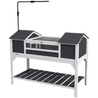 Casa per tartarughe terrestri da esterno recinto tartarughe 2 tane supporto della lampada regolabile legno massello 122 x 56,5 x 93 cm grigio