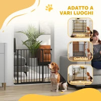 Cancelletto di Sicurezza per Cani Estensibile 75-95 cm in Acciaio e ABS, 75-95x76 cm, Nero