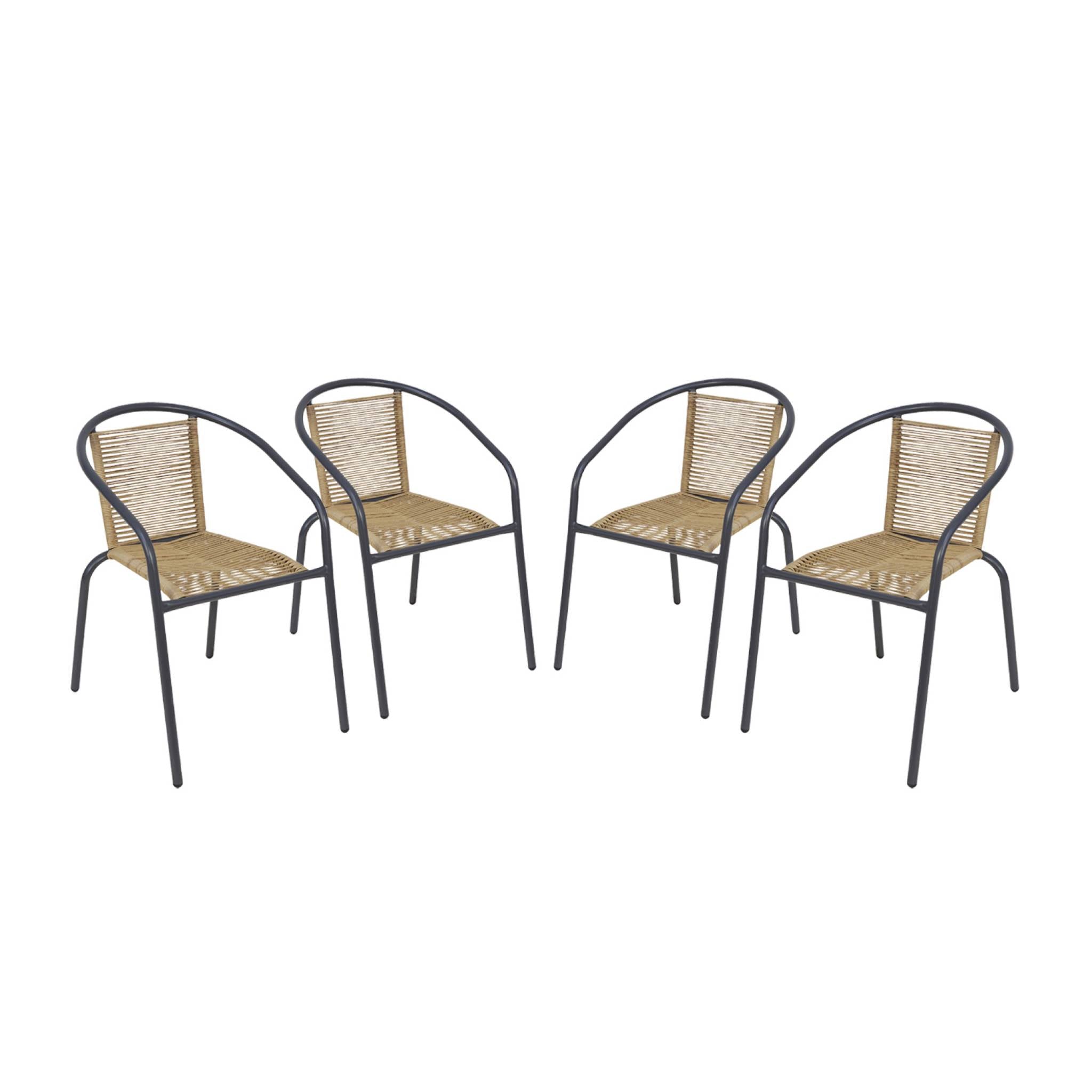 Set di 4 poltrone da giardino in resina naturale, antracite