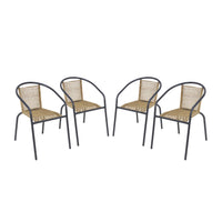 Set di 4 poltrone da giardino in resina naturale, antracite