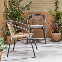 Set di 4 poltrone da giardino in resina naturale, antracite