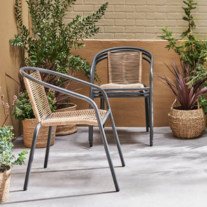 Set di 4 poltrone da giardino in resina naturale, antracite