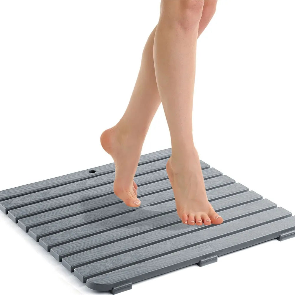 Pedana antiscivolo per doccia 55x55 cm in polipropilene con finitura grigia