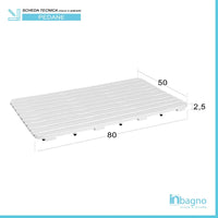 Pedana doccia antiscivolo 80x50 cm bianca con effetto legno in plastica