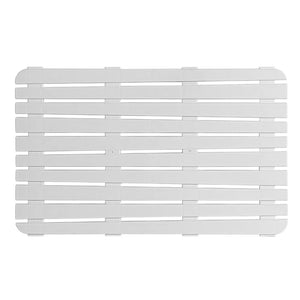 Pedana doccia antiscivolo 80x50 cm bianca con effetto legno in plastica