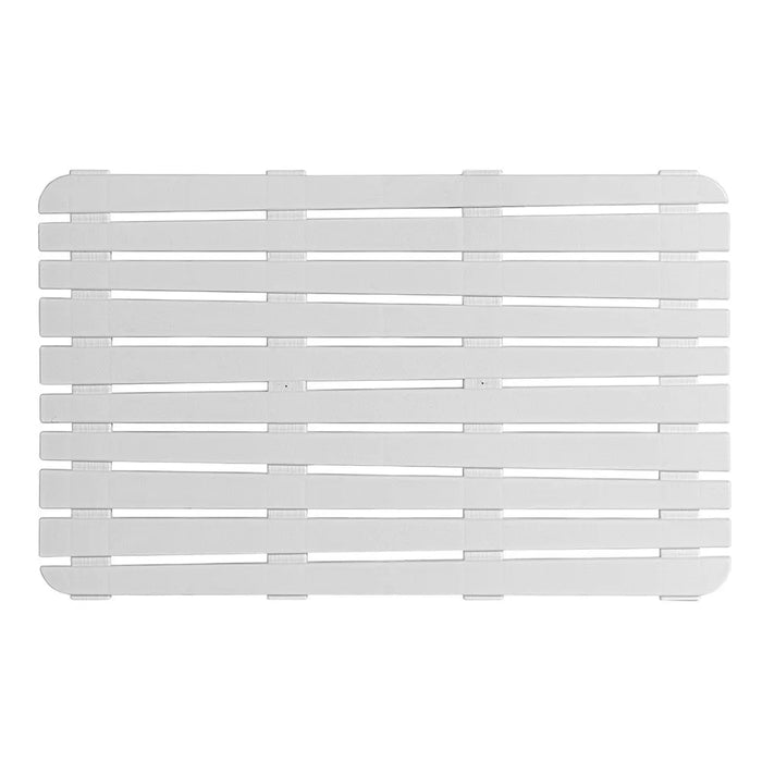 Pedana doccia antiscivolo 80x50 cm bianca con effetto legno in plastica