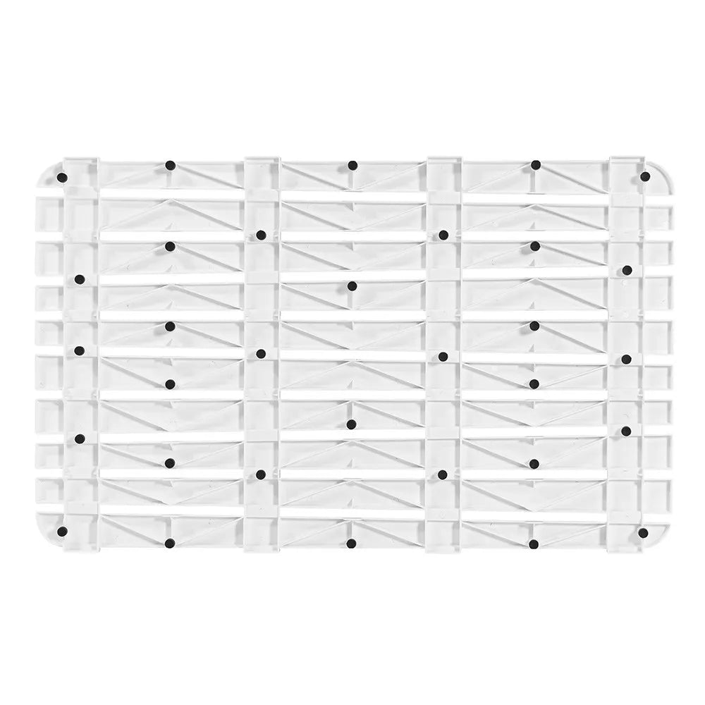 Pedana doccia antiscivolo 80x50 cm bianca con effetto legno in plastica